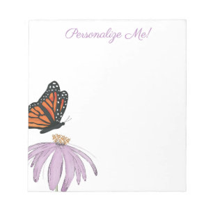 Bloc De Notas Mariposa Monarca con Flor de Cono Púrpura