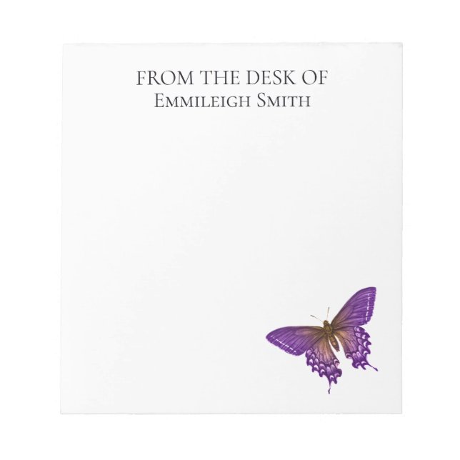 Bloc De Notas Mariposa Morada Elegante De Parte De (Frente)