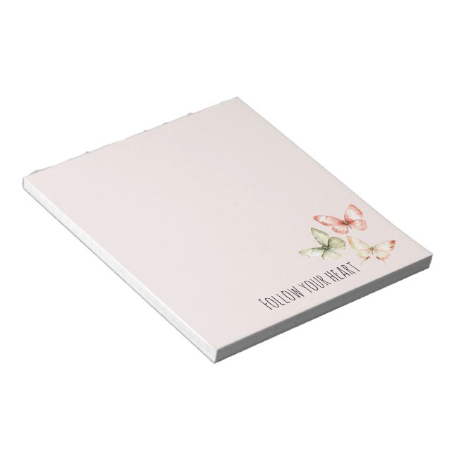 Bloc De Notas Mariposas de Crema Rosa Menta (Lado Derecho)