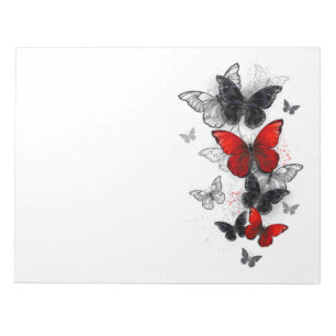 Bloc De Notas Mariposas Morpho voladoras negras y rojas
