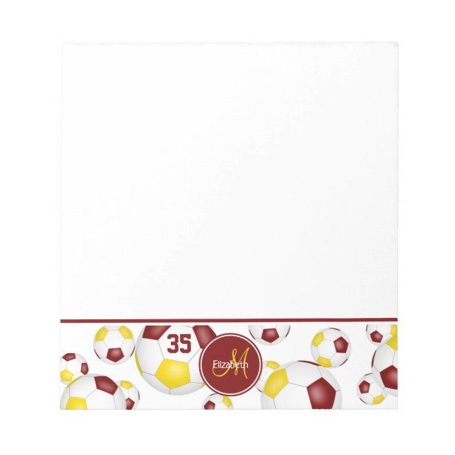 Bloc De Notas maroon gold soccer balls accent (Frente)