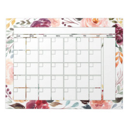 Bloc De Notas Marsala Peach Calendario de Planes Mensuales Flora