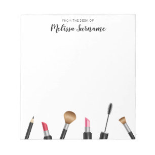 Bloc De Notas Máscara de maquillaje, pintalabios, brochas y nomb