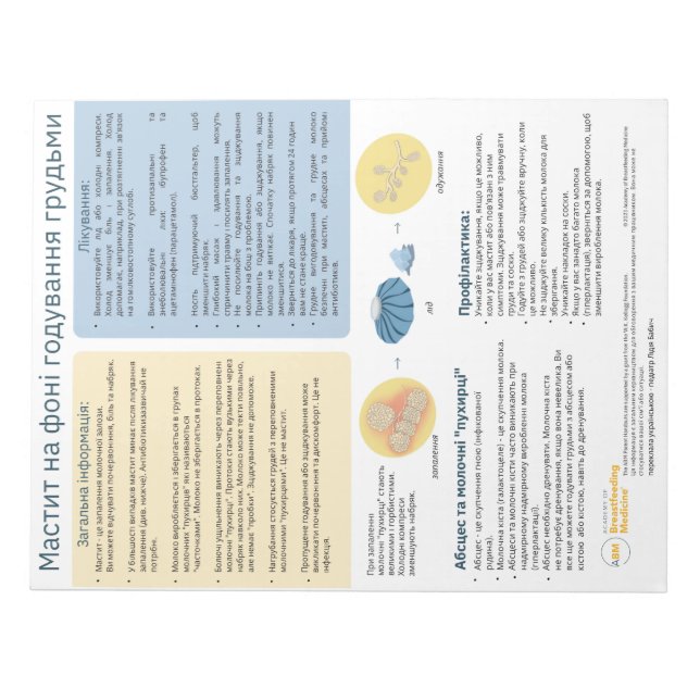 Bloc De Notas Mastitis en lactancia materna desechable (ucranian (Frente)