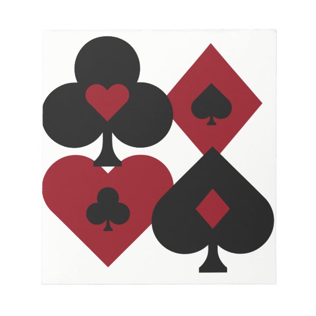 Bloc De Notas Mazo de Cartas de Póquer Rojo y Negro (Frente)