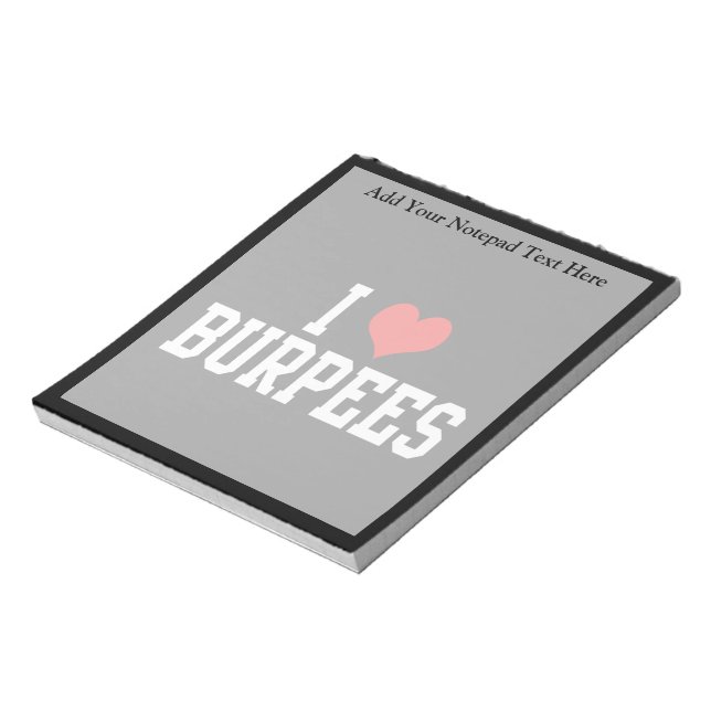 Bloc De Notas Me encantan las Burpees, el fitness (Lado Izquierdo)