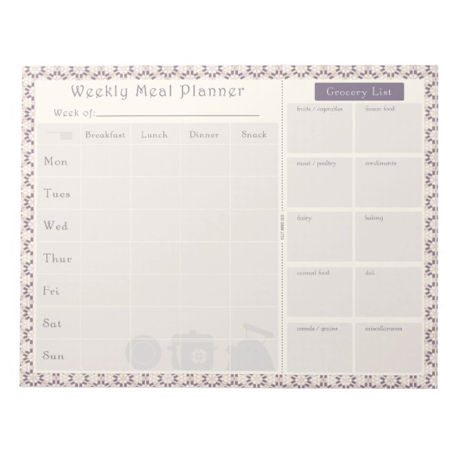 Bloc De Notas Meal Planner Purple Geo (Frente)