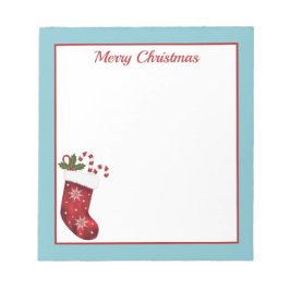 Bloc De Notas Medias de Navidad Rojas con Texto Azul y Personali