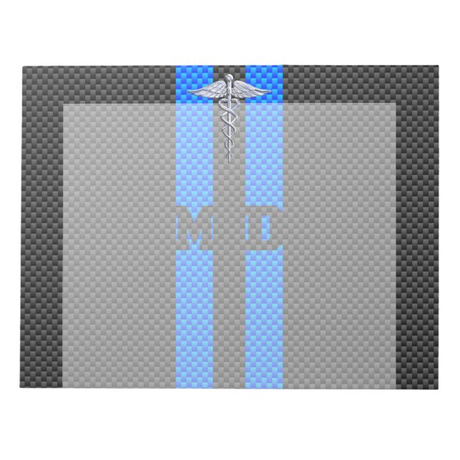 Bloc De Notas Médica médico MD Caduceus en la impresión de fibra (Frente)