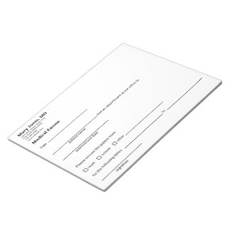 Bloc De Notas Médico de la Excusa Médica Oficina Plantilla en bl