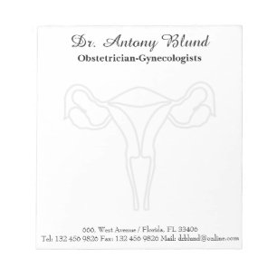 Bloc De Notas Médico Obstetra OBGYN Elegante Útero Cuello uterin