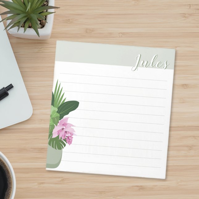 Bloc De Notas Medinilla Tropical Flor Vara Verde Nombre Llenado (Subido por el creador)