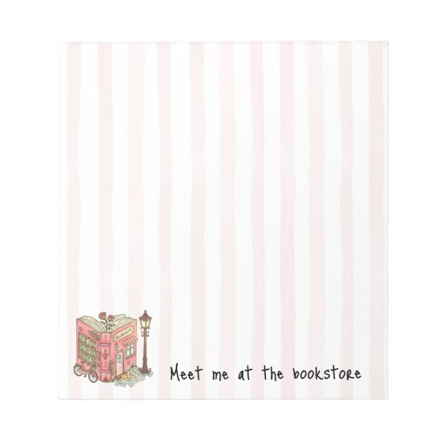 Bloc De Notas Meet me at the bookstore Pink Stripes (Frente)