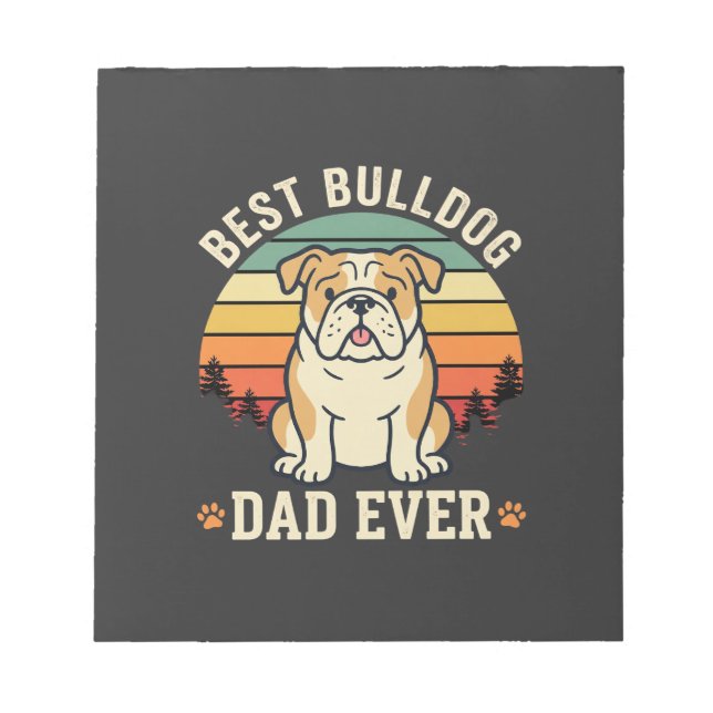 Bloc De Notas Mejor papá Bulldog Retro Vector (Frente)