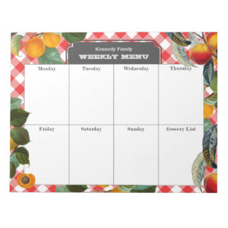 Bloc De Notas Menú Semanal de Peach Meal Planner Gingham