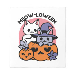 Bloc De Notas Meow-Loween - Diseño de felinos Halloween