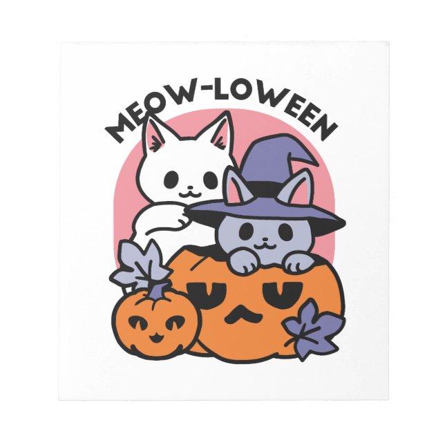 Bloc De Notas Meow-Loween - Diseño de felinos Halloween (Frente)