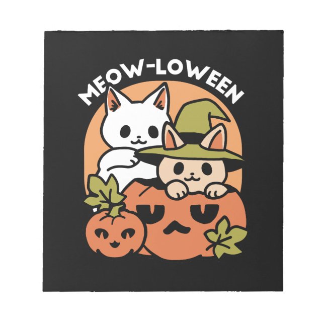 Bloc De Notas Meow-Loween - Diseño festivo de gatos de Halloween (Frente)