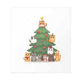 Bloc De Notas Merry Catmas Funny Christmas Tree, Cats Xmas Meow 