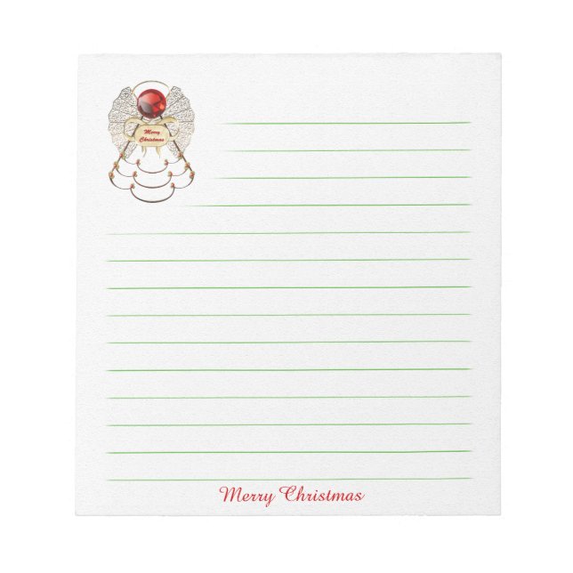 Bloc De Notas Merry Christmas Angel Notepad - Plantilla (Frente)