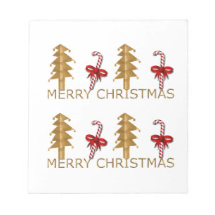 Bloc De Notas Merry Christmas Tree Candy oro rojo