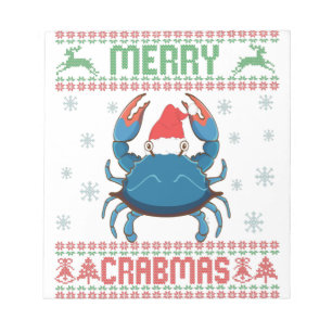 Bloc De Notas Merry Crabmas Funny Crab Navidades feos suéter