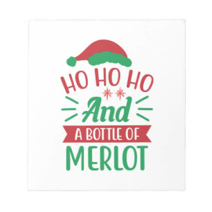 Bloc De Notas Merry Xmas Ho Ho Ho Ho Y Una Botella De Merlot