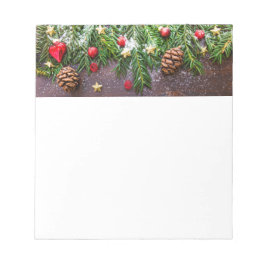 Bloc De Notas Mesa de Navidad Rústica con Pino y Nieve