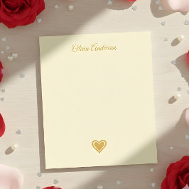 Bloc De Notas Metallic Gold Heart Valentines Day Personalized