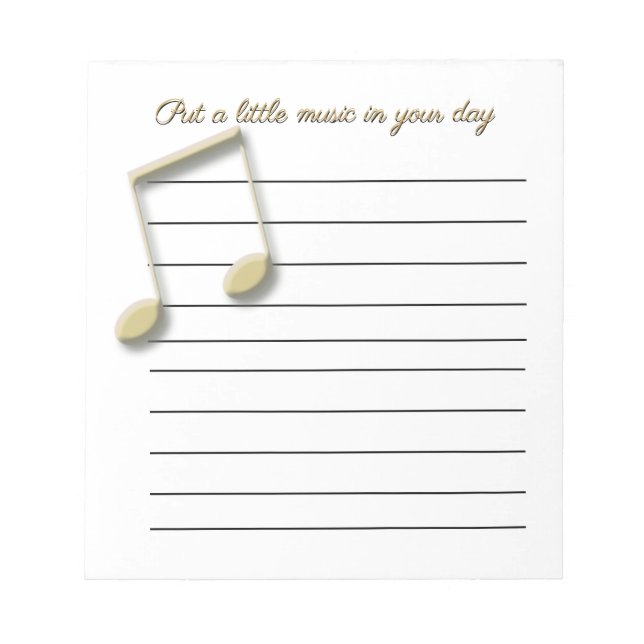 Bloc De Notas Metallic Gold Music Notes en Lined Paper Pad (Frente)
