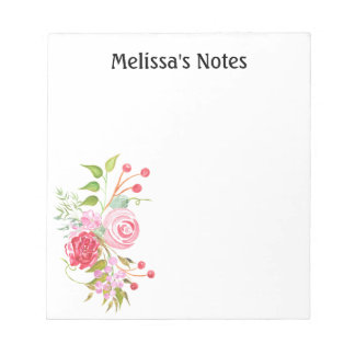 Bloc De Notas Mezcla floral de acuarela Rosa | Personalizar