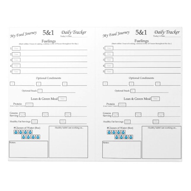 Bloc De Notas Mi 5 - 1 Rastreador de alimentos (Frente)
