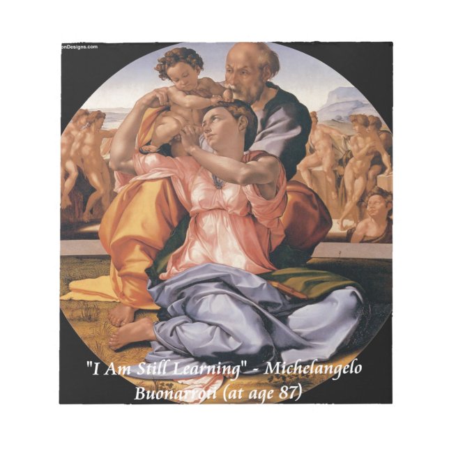 Bloc De Notas Michelangelo Art & Famous "Learning" Quote (Frente)