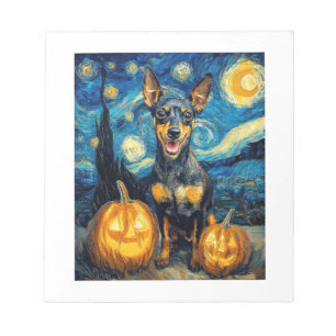 Bloc De Notas Miniature Pinscher Perro Lindo Halloween Jack O La