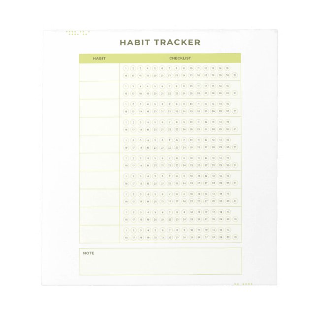 Bloc De Notas Minimal Green Daily Checklist Planner Design (Frente)