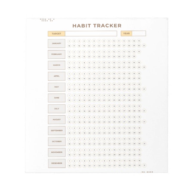 Bloc De Notas Minimal Habit Tracker Beige Grid Design (Frente)