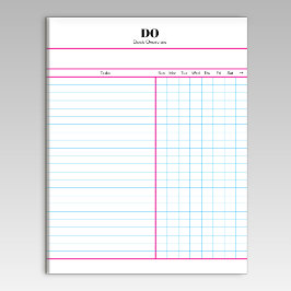 Bloc De Notas Minimal Monogram Initials Weekly Checklist Notepad