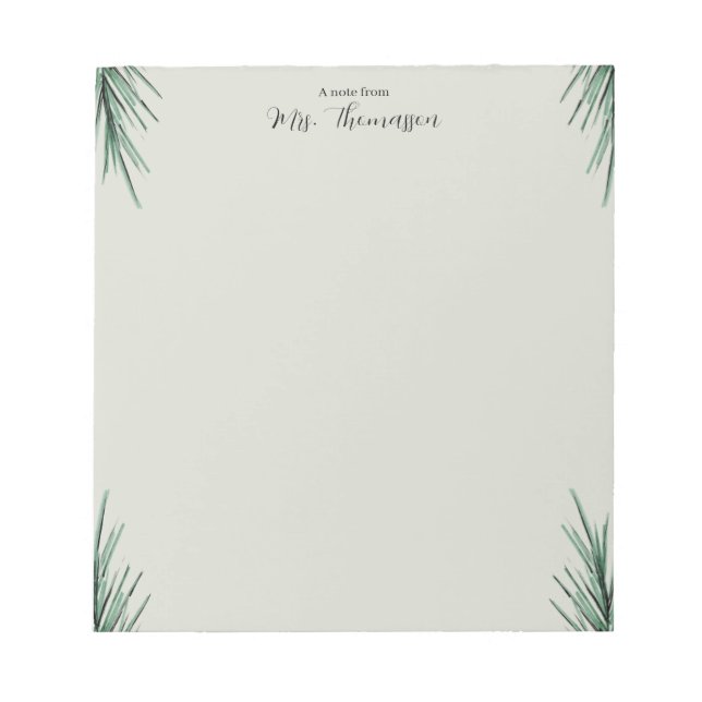 Bloc De Notas Minimal Simple Palm Floral Teacher Notepad (Frente)