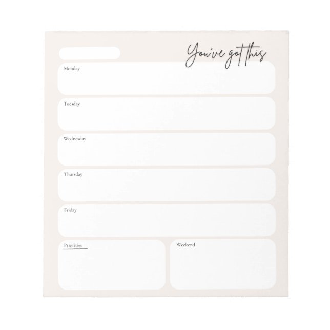 Bloc De Notas Minimal Weekly Planner Notepad (Frente)