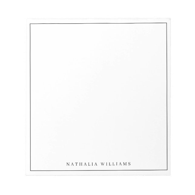 Bloc De Notas Minimalist Basic Personalize Black Stationery (Frente)
