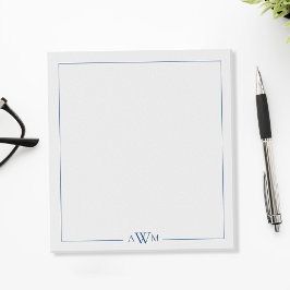 Bloc De Notas Minimalist Blue Three Letter Monogram