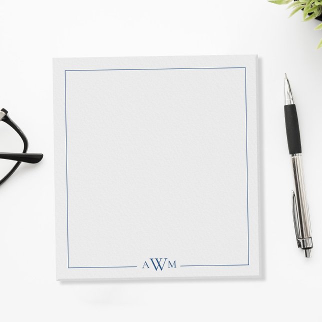 Bloc De Notas Minimalist Blue Three Letter Monogram (Subido por el creador)