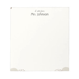 Bloc De Notas Minimalist Boho Teacher Notepad