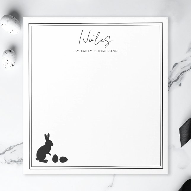Bloc De Notas Minimalist Bunny And Eggs In Black Modern Easter (Subido por el creador)