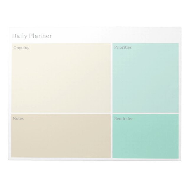 Bloc De Notas Minimalist, Modern Beige & Aqua Blue Daily Planner (Frente)