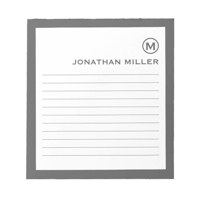 Bloc De Notas Minimalist Monogram Gray Lined (Frente)