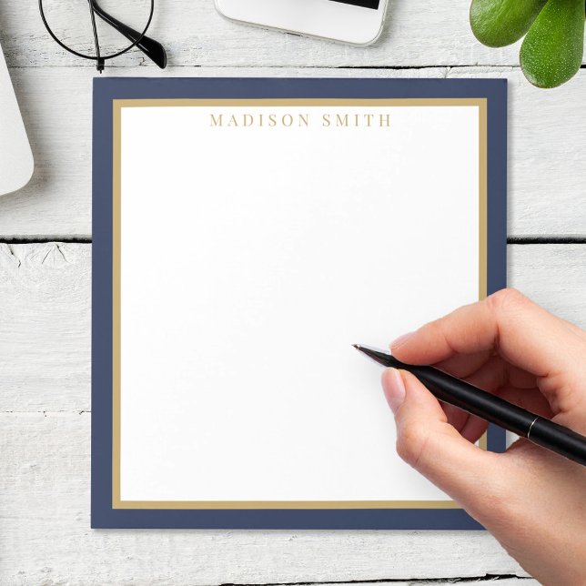 Bloc De Notas Minimalist Navy Blue and Gold Monogram (Subido por el creador)