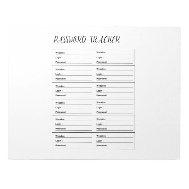 Bloc De Notas Minimalist Password Tracker Logbook (Frente)