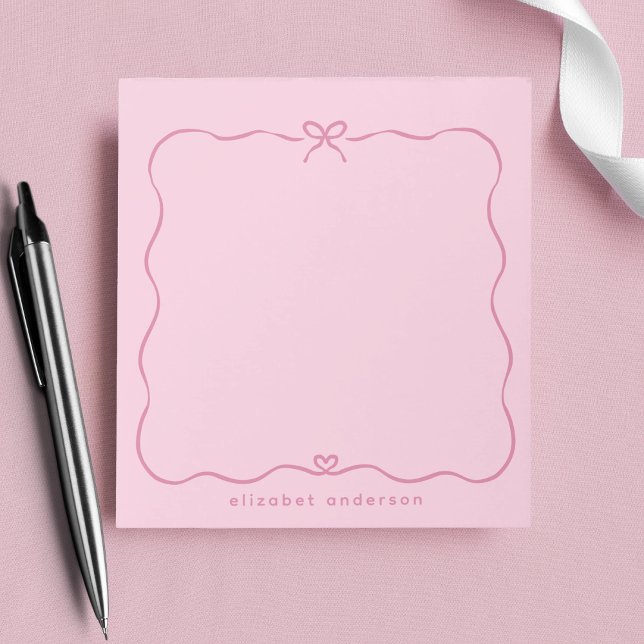 Bloc De Notas Minimalist Pastel Cute Bow Monogram Name  (Subido por el creador)