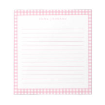 Minimalist Pink Gingham Monogram Lined